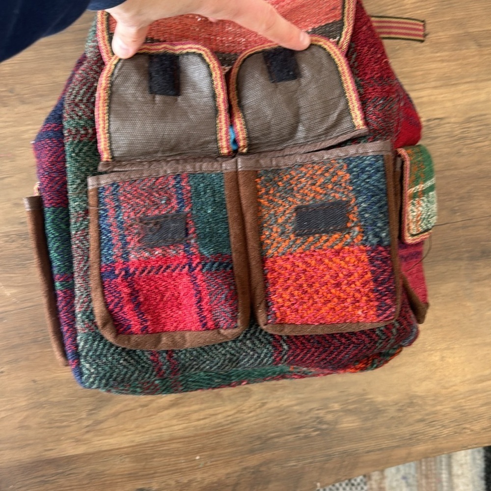 BOHO VINTAGE Backpack | Knit Patchwork Multicolour - Picture 3 of 9